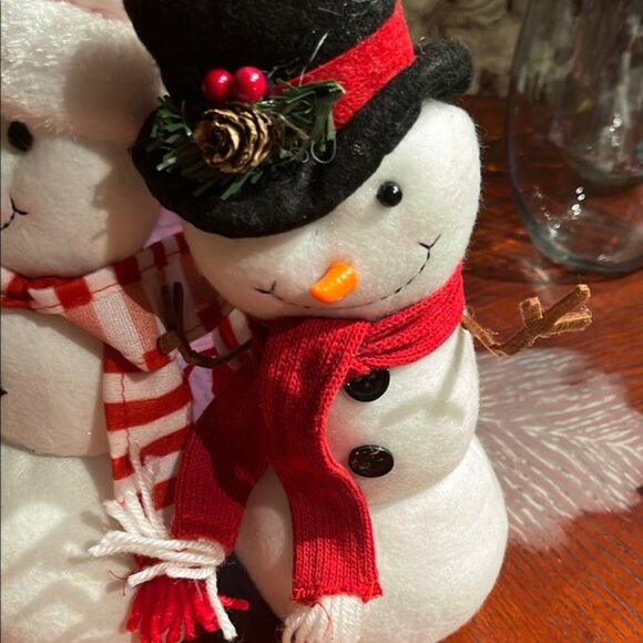 Festive Snowman Duo with Red and Black Accents - Picture 3 of 5